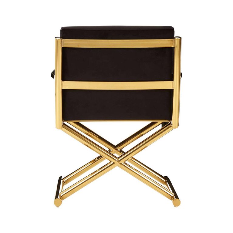 Hendricks Chair - Black Velvet Fabric with Gold Metal