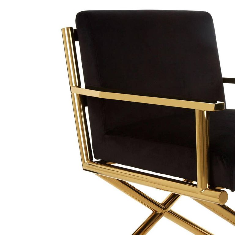 Hendricks Chair - Black Velvet Fabric with Gold Metal