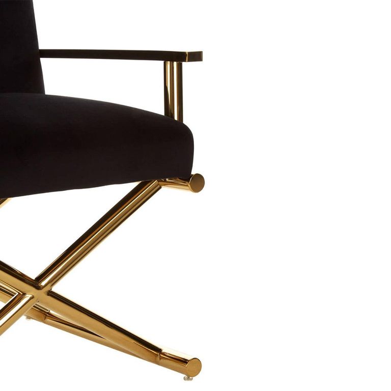 Hendricks Chair - Black Velvet Fabric with Gold Metal