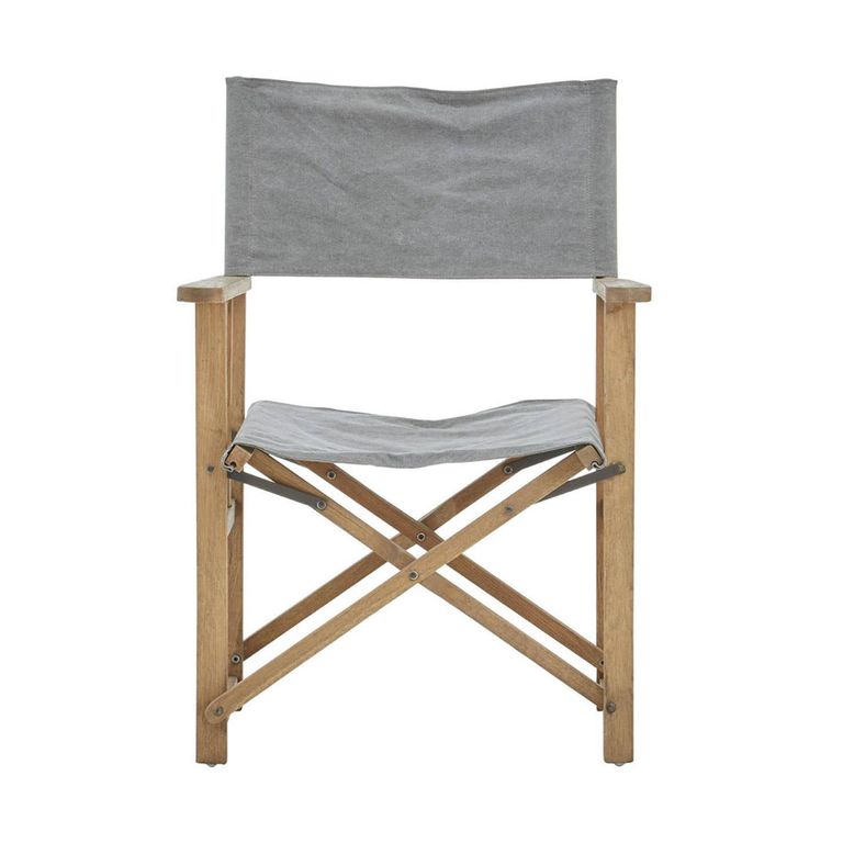 Hugh Chair - Grey Linen Fabric with American Oak