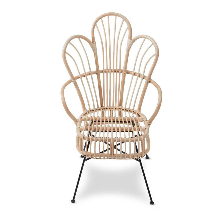 Java Chair - Natural Rattan with Black Metal - Scalloped Back