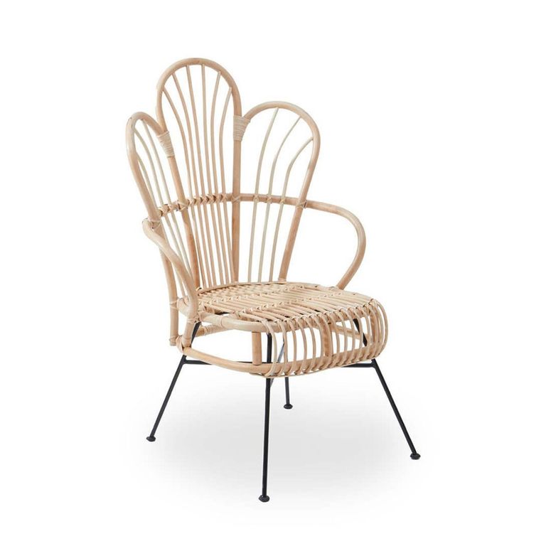 Java Chair - Natural Rattan with Black Metal - Scalloped Back