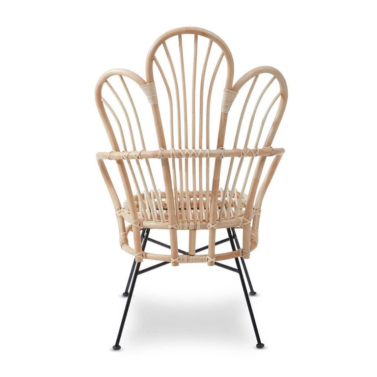 Java Chair - Natural Rattan with Black Metal - Scalloped Back