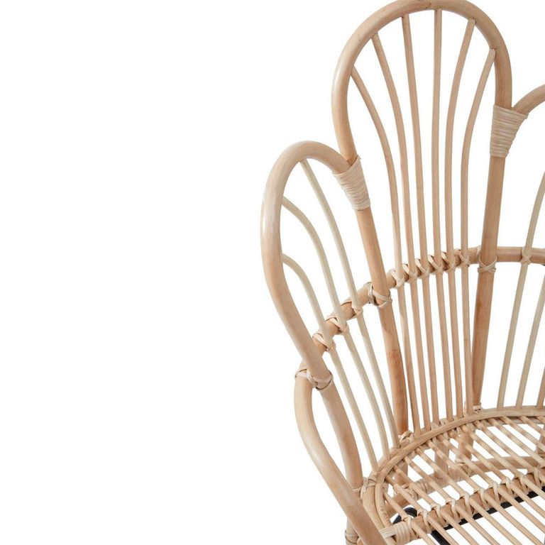 Java Chair - Natural Rattan with Black Metal - Scalloped Back
