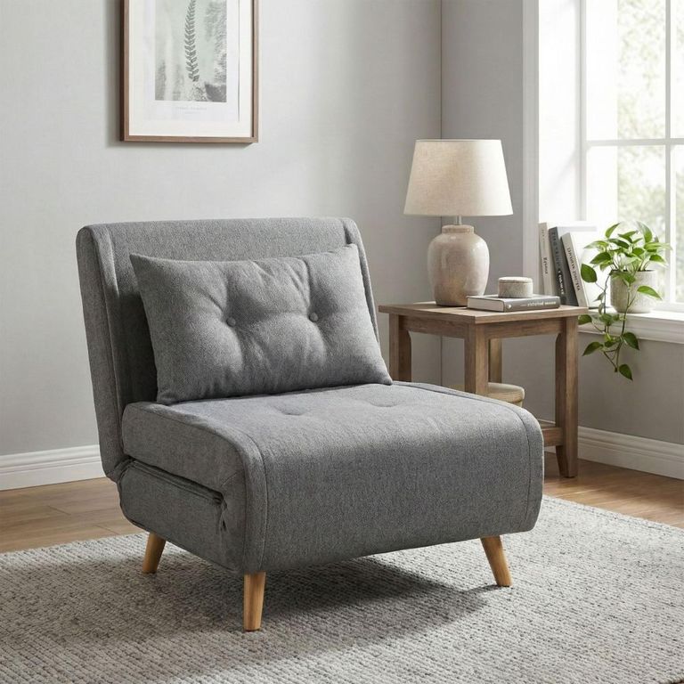 Freya Accent Armless Chair - Grey - Fabric