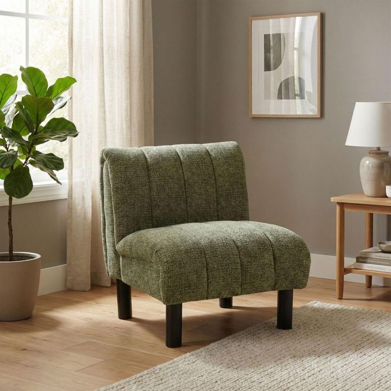Lily Accent Armless Chair - Green - Fabric