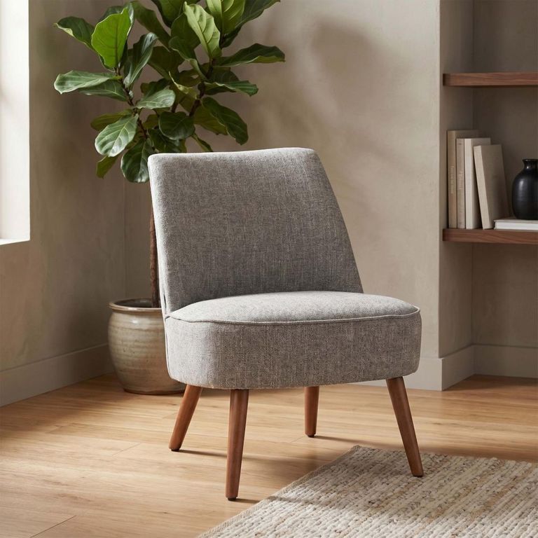 Reagan Accent Armless Chair - Grey - Fabric and Wood