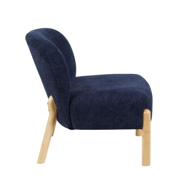 Alana Accent Armless Chair - Denim Blue - Fabric and Wood