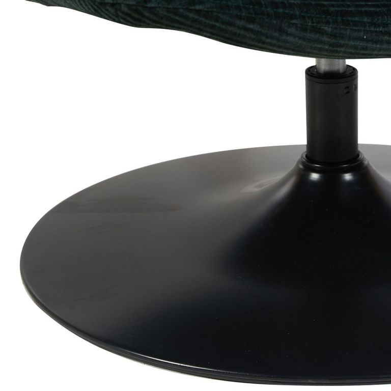 Bella Swivel Accent Armless Chair - Dark Green and Matt Black - Fabric 
