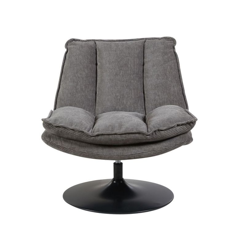 Bella Swivel Accent Armless Chair - Grey and Matt Black - Fabric 