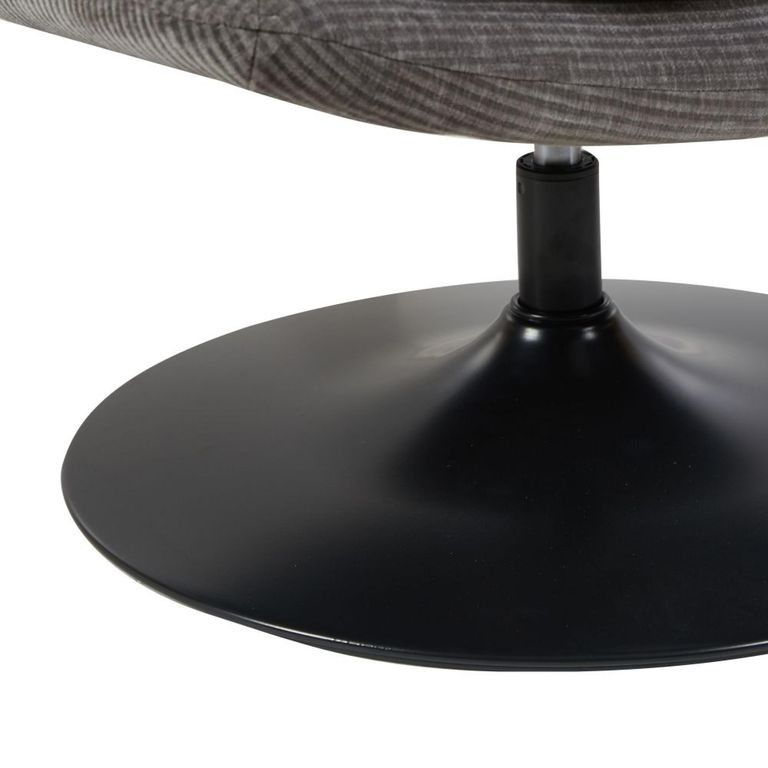 Bella Swivel Accent Armless Chair - Grey and Matt Black - Fabric 