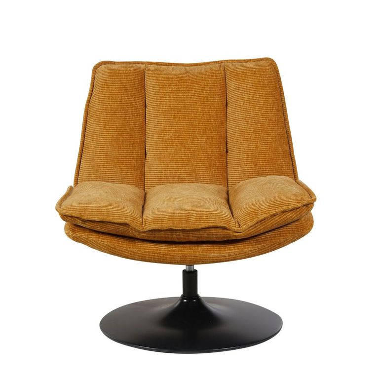 Bella Swivel Accent Armless Chair - Ochre Yellow and Matt Black - Fabric 