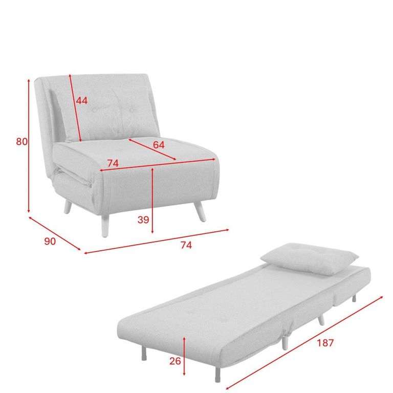 Freya Accent Armless Chair - Grey - Fabric