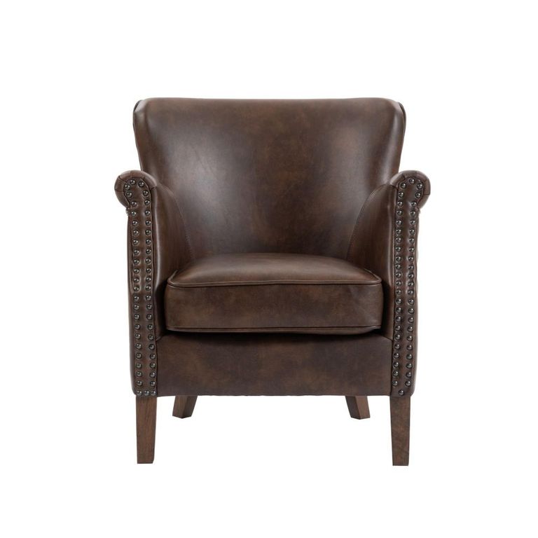 Harlow Accent Armchair - Tan - Leather Look Fabric
