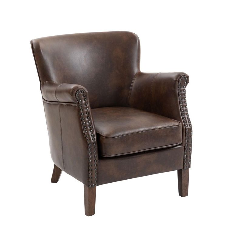 Harlow Accent Armchair - Tan - Leather Look Fabric