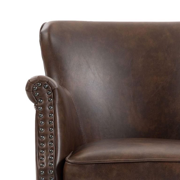 Harlow Accent Armchair - Tan - Leather Look Fabric