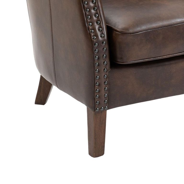 Harlow Accent Armchair - Tan - Leather Look Fabric