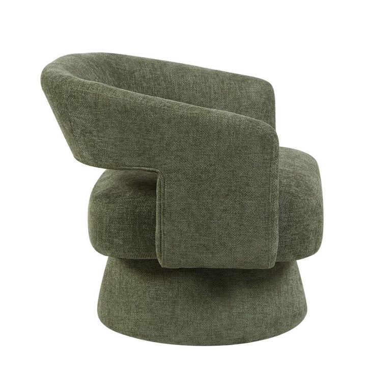 Orla Swivel Accent Chair - Curved Back - Green - Fabric
