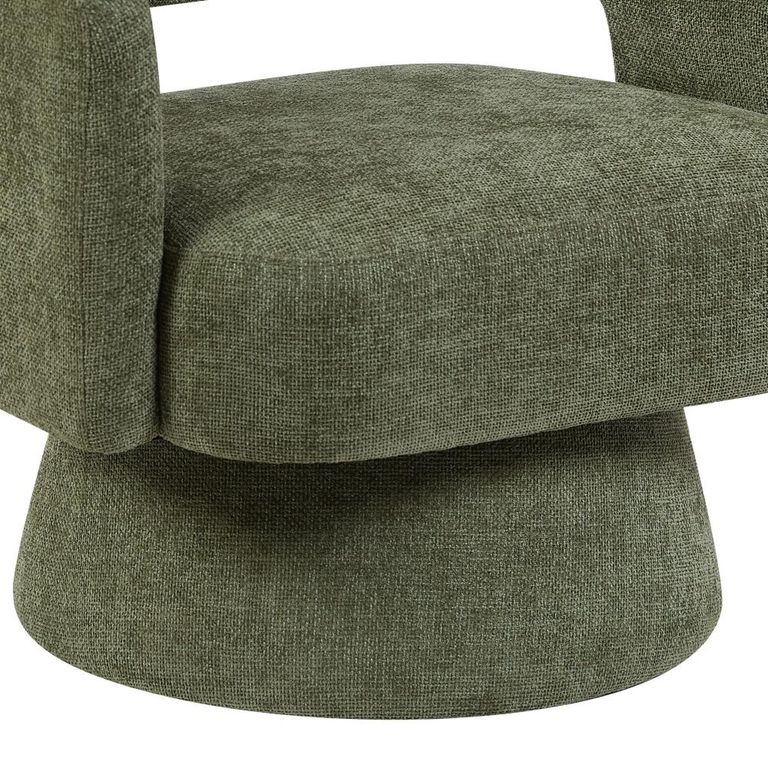 Orla Swivel Accent Chair - Curved Back - Green - Fabric