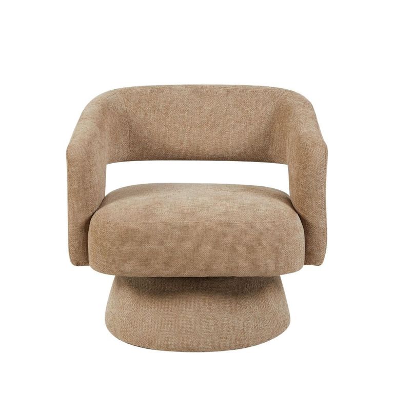 Orla Swivel Accent Chair - Curved Back - Oatmeal - Fabric