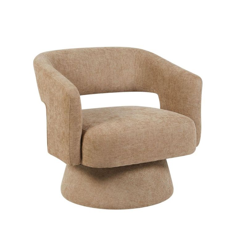 Orla Swivel Accent Chair - Curved Back - Oatmeal - Fabric
