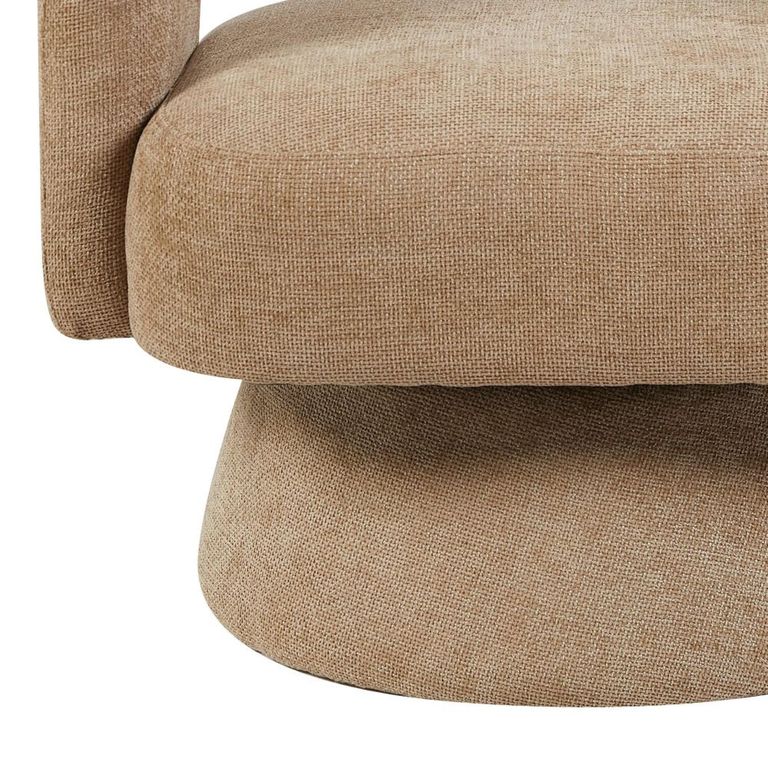 Orla Swivel Accent Chair - Curved Back - Oatmeal - Fabric