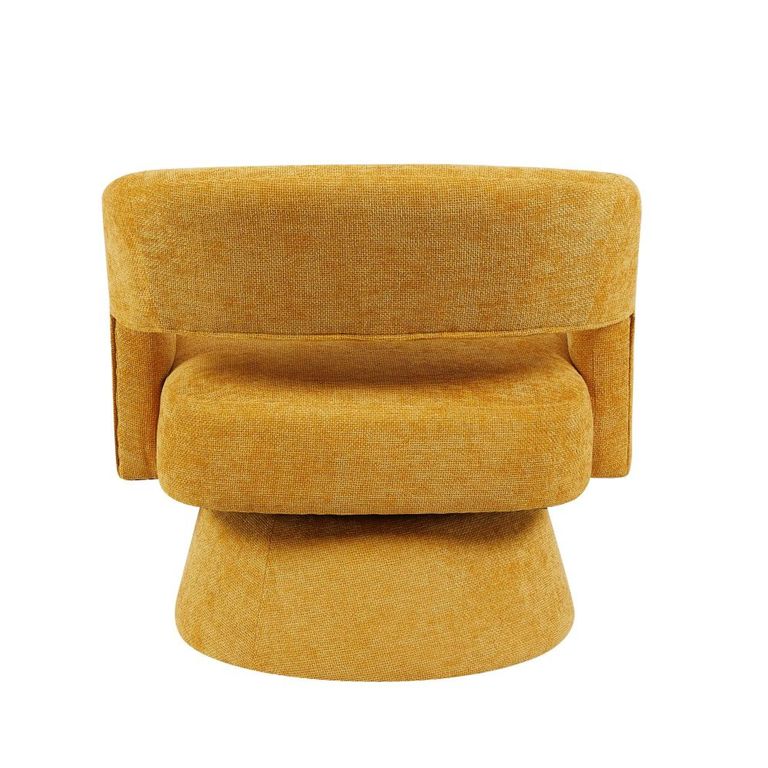 Orla Swivel Accent Chair - Curved Back - Ochre - Fabric