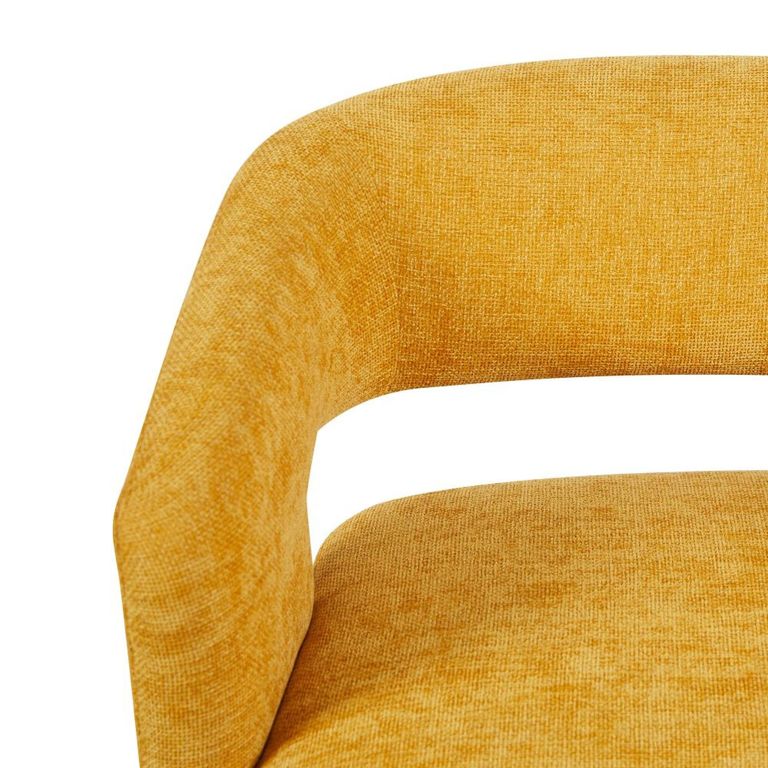 Orla Swivel Accent Chair - Curved Back - Ochre - Fabric