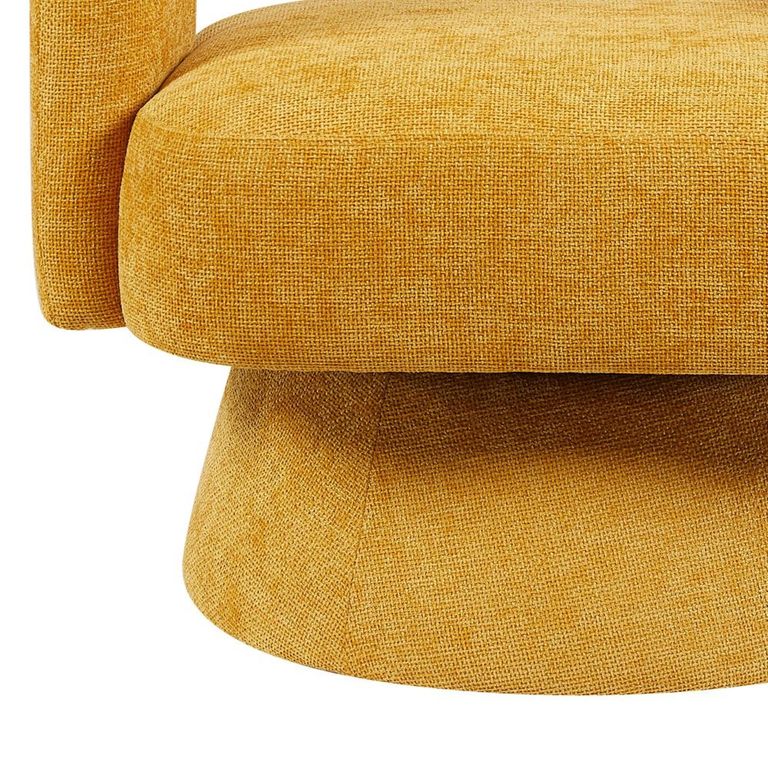 Orla Swivel Accent Chair - Curved Back - Ochre - Fabric