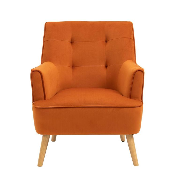 Tara Accent Armchair - Burnt Orange Velvet - Fabric and Oak