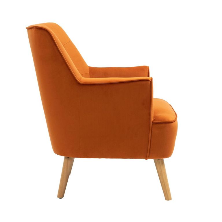 Tara Accent Armchair - Burnt Orange Velvet - Fabric and Oak