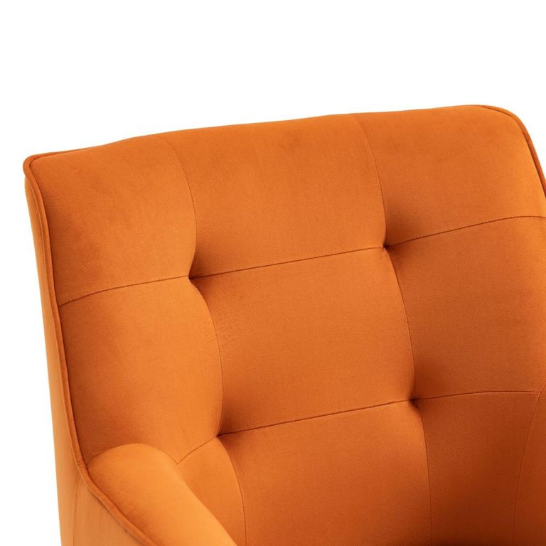 Tara Accent Armchair - Burnt Orange Velvet - Fabric and Oak