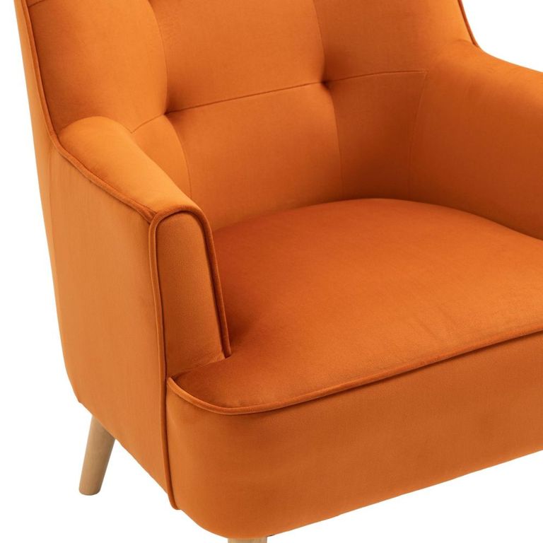 Tara Accent Armchair - Burnt Orange Velvet - Fabric and Oak