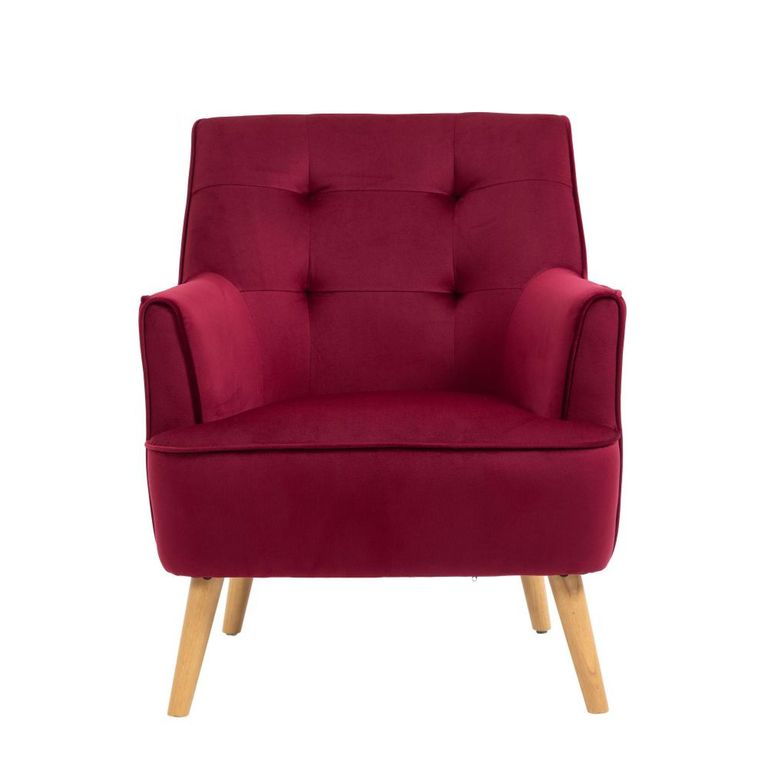 Tara Accent Armchair - Dark Crimson Velvet - Fabric and Oak
