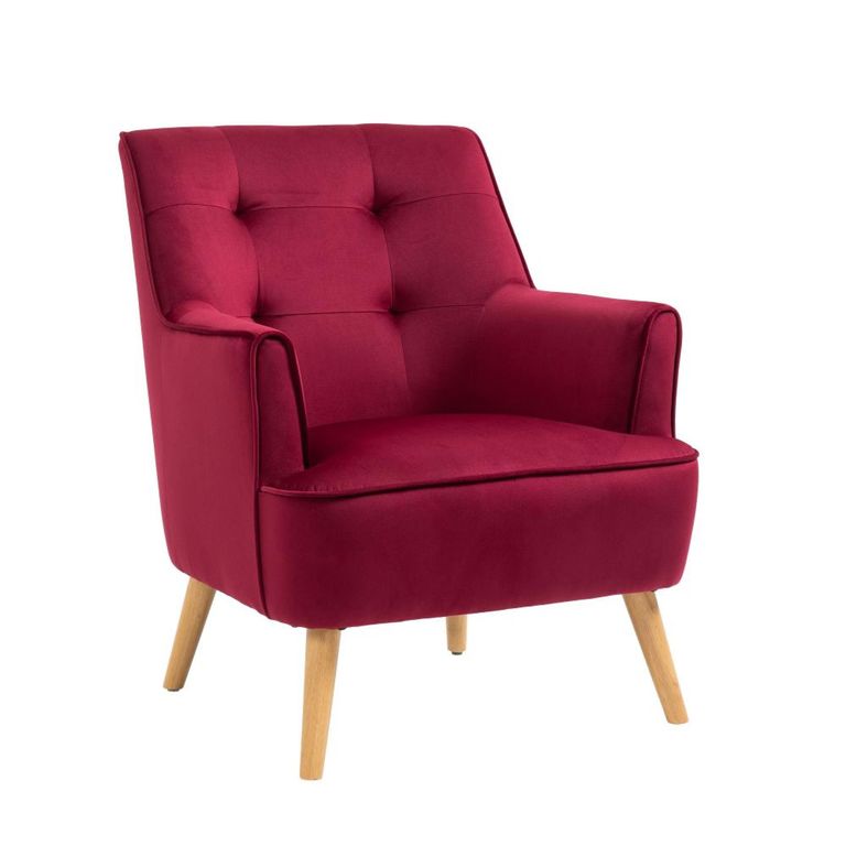 Tara Accent Armchair - Dark Crimson Velvet - Fabric and Oak