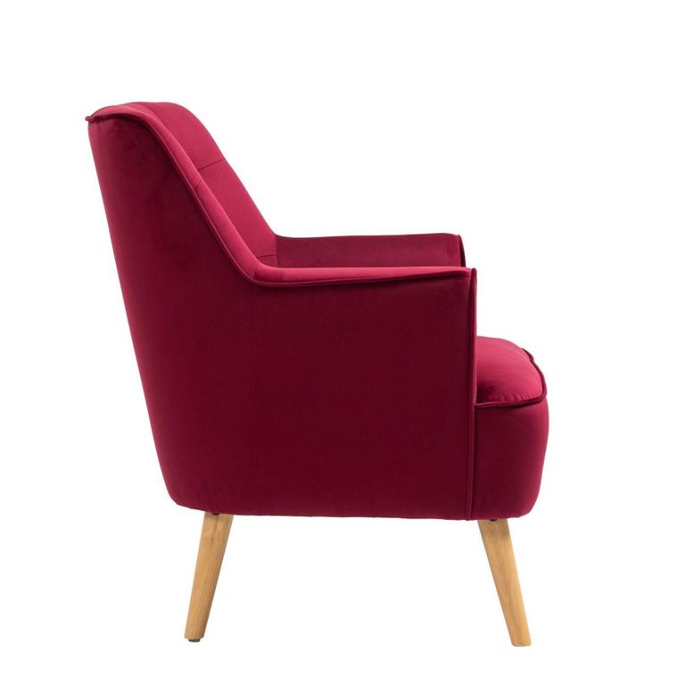 Tara Accent Armchair - Dark Crimson Velvet - Fabric and Oak