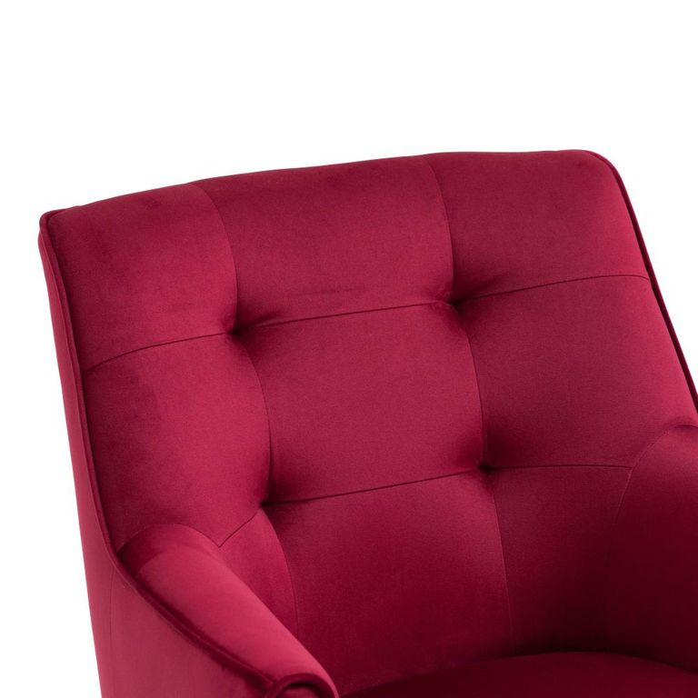 Tara Accent Armchair - Dark Crimson Velvet - Fabric and Oak