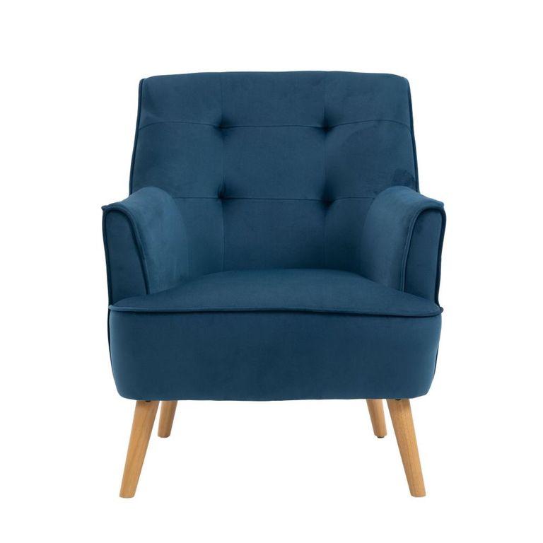 Tara Accent Armchair - Navy Blue Velvet - Fabric and Oak