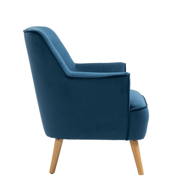 Tara Accent Armchair - Navy Blue Velvet - Fabric and Oak
