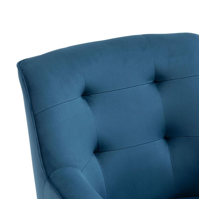 Tara Accent Armchair - Navy Blue Velvet - Fabric and Oak