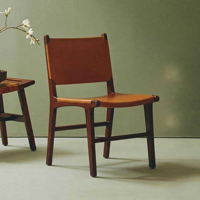 Inca Chair - Antique Brown Leather with Teak Wood