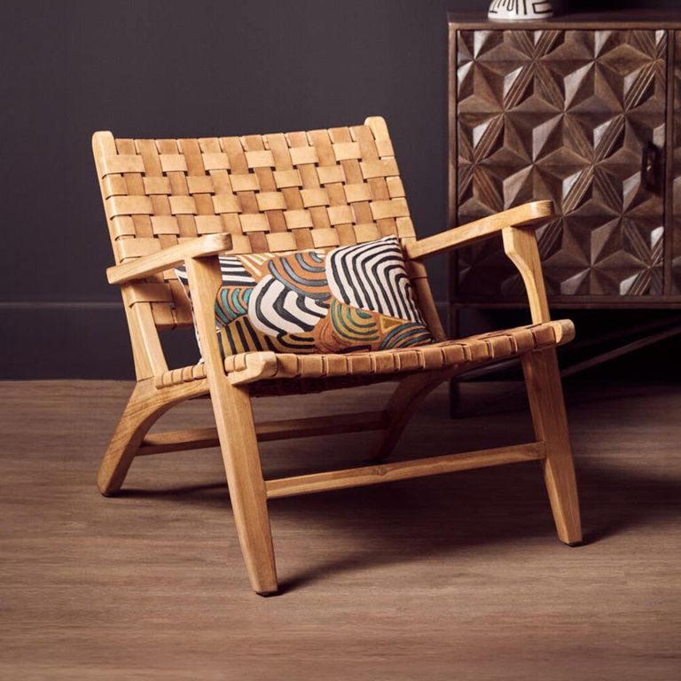 Inca Chair - Brown Leather with Teak Wood - Lounge