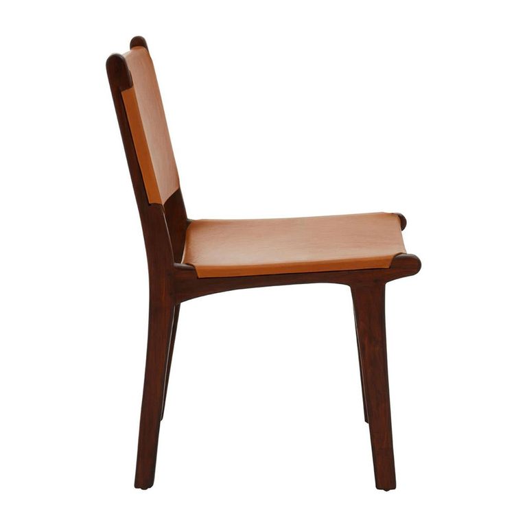 Inca Chair - Antique Brown Leather with Teak Wood