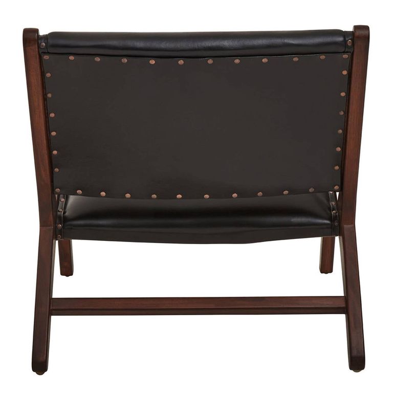 Inca Chair - Black Cow Leather with Teak Wood - Lounge