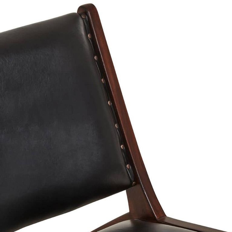 Inca Chair - Black Cow Leather with Teak Wood - Lounge