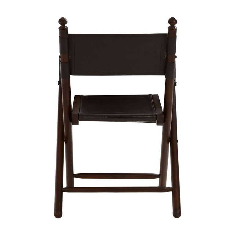 Inca Chair - Black Leather with Teak Wood - Folding