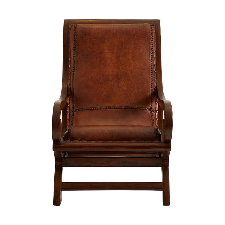 Inca Chair - Brown Leather with Footstool