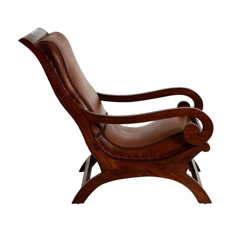 Inca Chair - Brown Leather with Footstool