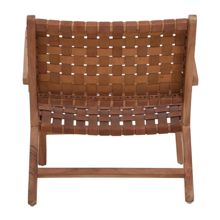 Inca Chair - Brown Leather with Teak Wood - Lounge