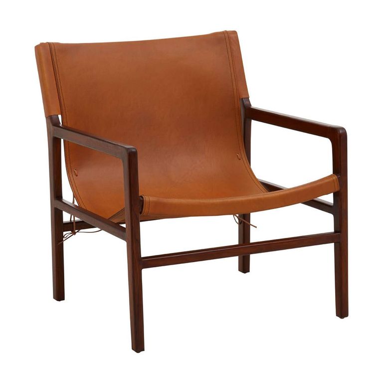 Inca Chair - Brown Leather with Teak Wood - Sling